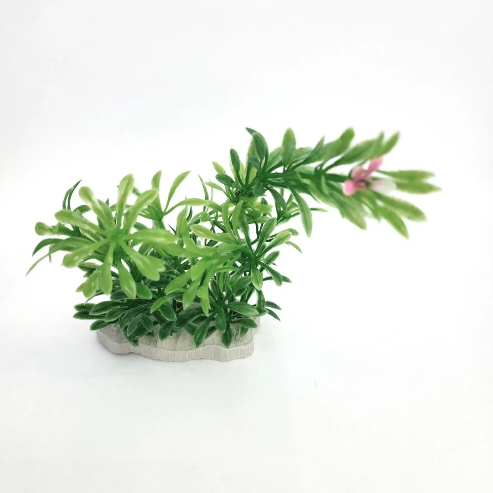 Artificial Aquarium Plants Set  4 Psc Pink Green Fish Tank Decorations Weighted